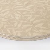 Holzbild Zarte Aquarell-Blätter - Soft Beige - Bloomery Decor - Rund 