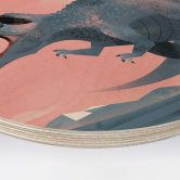 Holzbild Dinosaurier Giganotosaurus Rund - Braun 