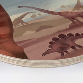 Holzbild Im Land der Dinosaurier - Braun - Rund 