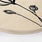 Tableau sur bois Line Art Coquelicot - Cats & Dotz - Rond 