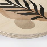 Holzbild Botanische Silhouette mit kunstvoller Geometrie - Costa - Rund 