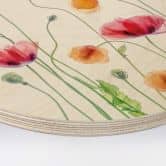 Holzbild Blumen - Bunte Mohnblumen Rund - Disher 
