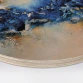 Holzbild Blau-goldene Interaktion - Fedrau - Rund 