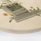 Holzbild Vintage Botanik-Computer - Frida Floral Studio - Rund 