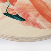 Holzbild Goed Blauw - Pink Flamingo - Rund 