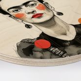 Holzbild Frida Kahlo Pop-Art Porträt - Jaszke - Rund 