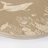 Houten Wanddecoratie zeedieren in de oceaan - Bruin - Kikki Belle - Rond 