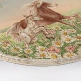 Houten Wanddecoratie Paarden in de bloemenweide - Kikki Belle - Rond 
