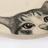 Holzbild Neugierige Katze - Korenkova - Rund 