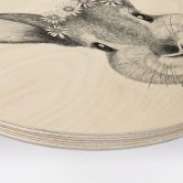 Holzbild Niedlicher Hase mit Kamillenblumen - Korenkova - Rund 