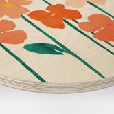 Holzbild Kleine Blumen in Peach-Farben - Kubistika - Rund 
