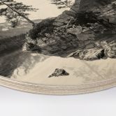 Holzbild Malerische Landschaft mit glasklarem Bergsee - Hintersee - Rund 
