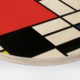 Wandcirkel Hout Mondriaan - Compositie met Rood Geel Blauw en Zwart 