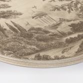 Holzbild Landschaft mit Gartenlandschaft in Beige - Ms Tiff - Rund 