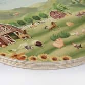 Kinderzimmer Holzbild - Oliver Robins - Bunter Bauernhof mit Tieren - Rund 