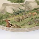 Kinderzimmer Holzbild Oliver Robins - Niedliche Tiere im Wald - Rund 