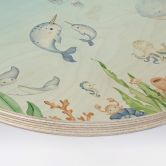 Holzbild Kinderzimmer - Niedliche Unterwasserwelt Rund - Oliver Robins 