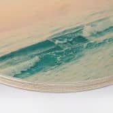 Tableau sur bois rond La mer bleue rencontre le ciel rose en Grèce - Sisi & Seb 