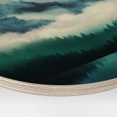 Holzbild Neblige Landschaft in der Nacht - SpaceFrog Designs - Rund 