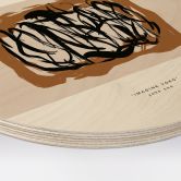 Holzbild Schwarze Pinselstriche - Imagine Yoko - Treechild - Rund 