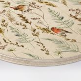 Holzbild Spatzen und Rotkehlchen - UN Designs - Rund 