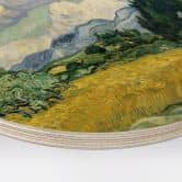 Holzbild van Gogh - Weizenfeld mit Zypressen - Rund 
