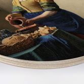 Holzbild Vermeer - Das Mädchen mit dem Milchkrug - Rund 