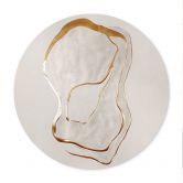 Poster Abstrakte Line Art in Gold und Beige - Alma - Rund 