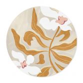 Blumen Poster Weiße Blüte und goldene Blätter Rund - Arty Guava 