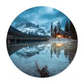 Poster Bergidylle am abendlichen See - Bing Li - Rund 