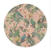 Poster Dschungel mit Papageien Rosa - Bloomery Decor - Rund 