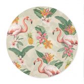 Poster Flamingo und tropische Blätter - Bloomery Decor - Rund 