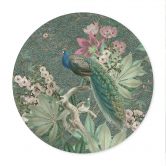 Poster Pfau im Tropengarten auf Mosaik - Bloomery Decor - Rund 