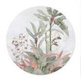 Poster Tropische Idylle mit Kolibri Blau - Bloomery Decor - Rund 