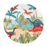 Kinderposter Farbenfrohe Dinosaurier im Urzeitwald - Bonne Müller - Rund 