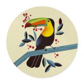 Poster Tropischer Vogel - Tukan Rund - Braun 