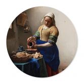 Poster Vermeer - Das Mädchen mit dem Milchkrug - Rund 