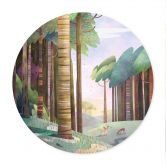 Poster Sonniger Wald mit Hirsch - DigitalArtsi - Rund 
