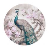 Poster Edler Pfau mit Blüten - Haase - Rund 