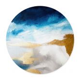 Poster Abstrakt - Pinselstriche Blau und Gold - Rund - Haniff 