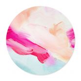 Poster Pinselstriche Pink und Türkis - Rund - Haniff 