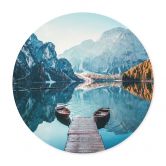 Plakat Gangbro i træ ved Pragsøen i Dolomitterne 