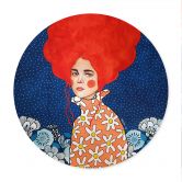 Poster Frau mit rotem Haar und Blüten - Hülya - Rund 