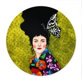 Poster Frau mit Schmetterling im Haar - Hülya - Rund 