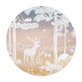 Poster Friedlicher Wald mit Hirschen und Füchsen - Ombre - Kikki Belle - Rund 