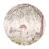 Poster Märchenhafter Wald mit Einhörnern - Kikki Belle - Rund 