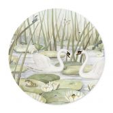 Poster Zwei Schwäne im Teich - Kikki Belle - Rund 