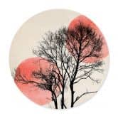 Poster Kubistika - Sonne und Mond hinter dem Baum - Rund 