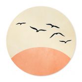 Poster Kudde vogels in de zonsondergang - Cubistika - Rond 