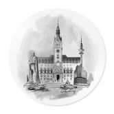 Ronde Poster Love your City - Hamburg zwart wit illustratie 